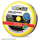 Flexovit 125mm Mega Inox Cut Off Discs - 10-Piece Tin Set for Steel & Stainless